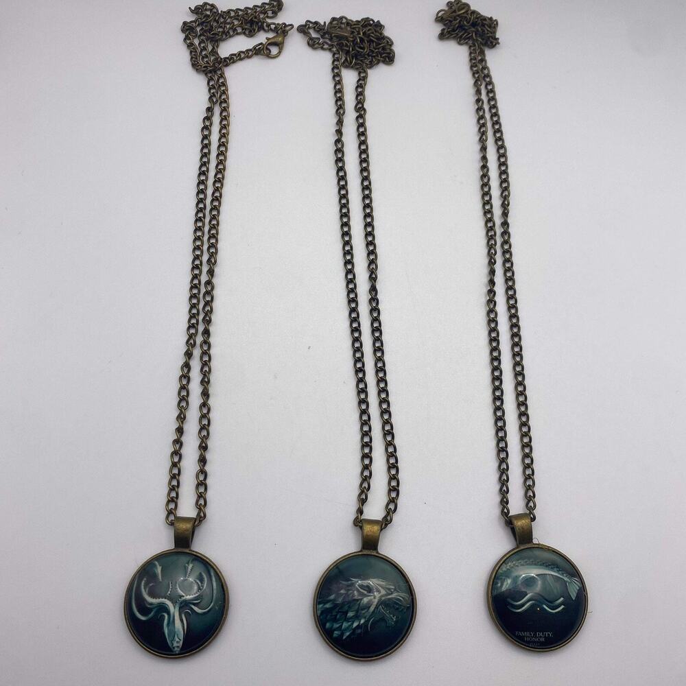 3 Game Of Thrones GOT Stark Wolf House Of Tully Tyrant Pendant‎ Vintage Style